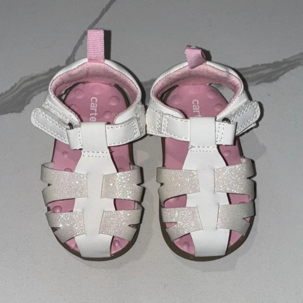 Carters Baby Girl Sandals 3.5 White Pink